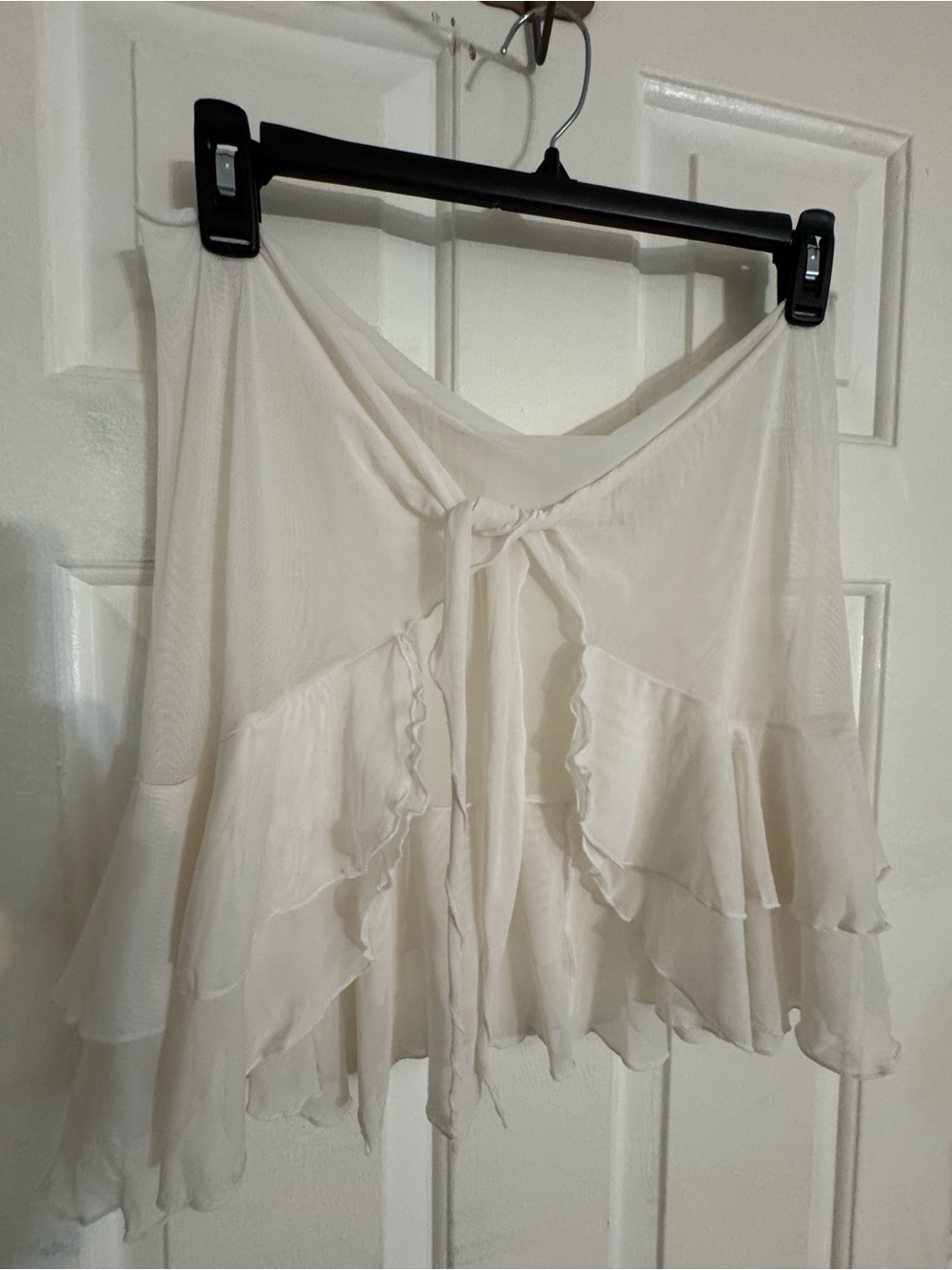 Bananamoon Cream Asymmetrical Ruffle Swimsuit Cover up